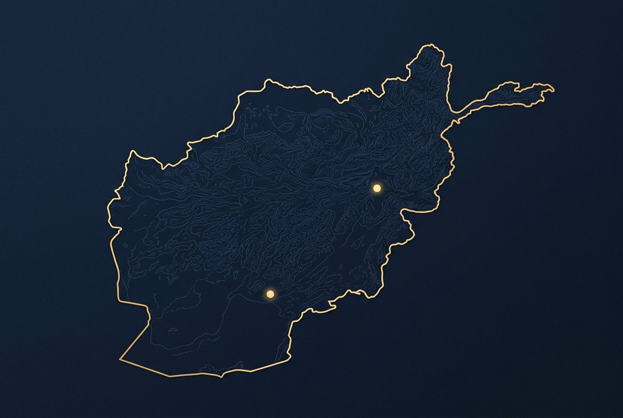 Map of Afghanistan showing where Dewa Trust Foundation works